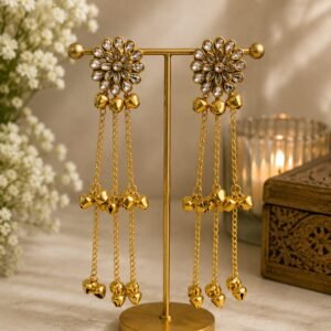 Antique Gold Flower Bell Tassel Earrings